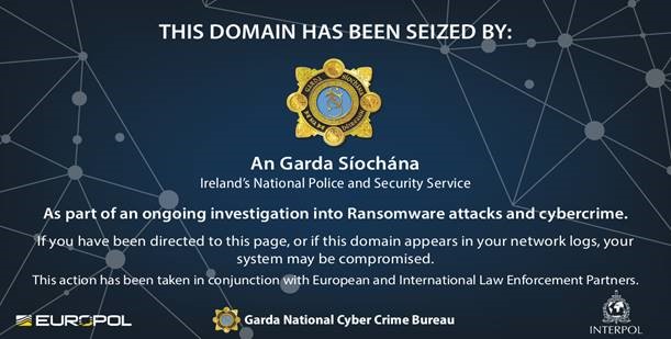 Garda ransomware seizure banner